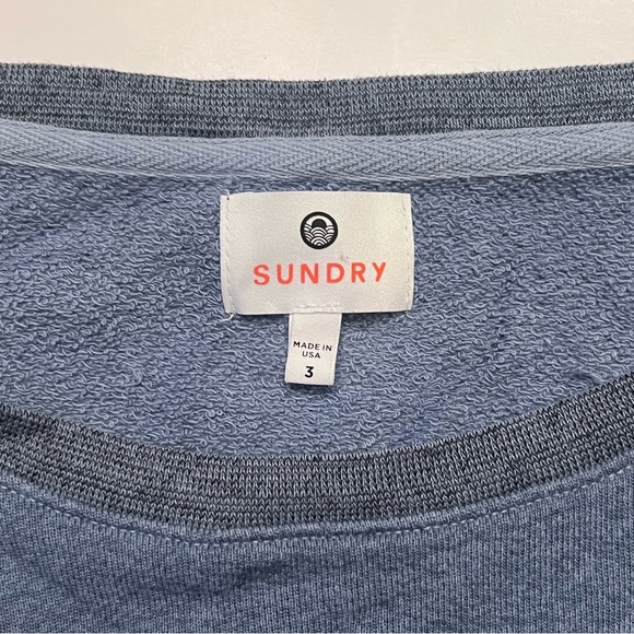 Sundry Striped Crewneck Sweatshirt Heart Patch  Blue‎ & Red Size 3 Large - Picture 14 of 16